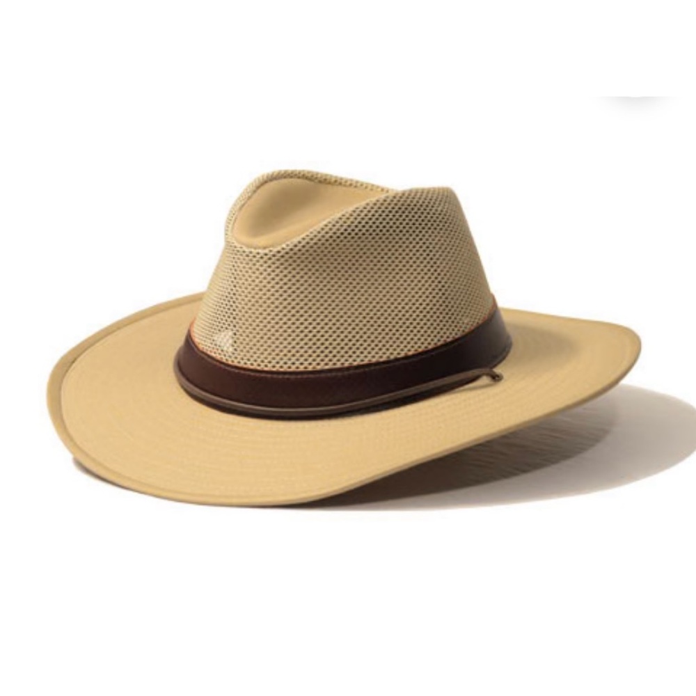 Henschel Hat Co Men’s Khaki Packable Hiker Hat w/Leather Band -S
